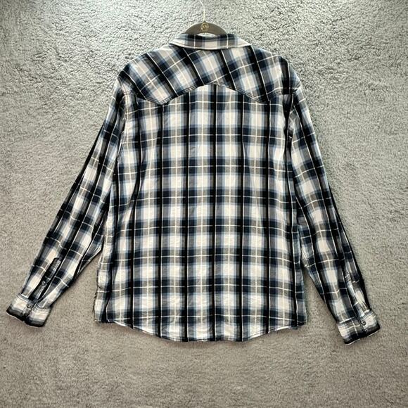 Cody James Men's 2XLT Blue Plaid Western Shirt Pearl Snaps Sawtooth Pocket Rodeo - Picture 7 of 10